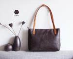 LH-63-5 Red Leather Tote Bag Panelled Womens Leather Handbags