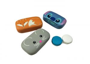 China Leather Cute Portable Contact Lenses Case with stylish holder & mirror | various colors | hard case wholesale