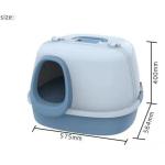 Blue Plastic Cat Litter Box OEM ODM Covered Kitty Litter Box