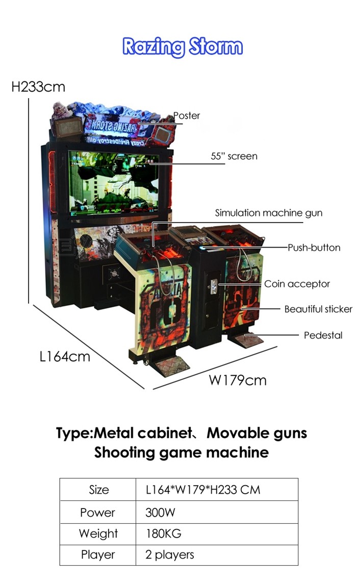 2 Players Shooting Arcade Game Machine Razing Storm Coin Amusement Video Games
