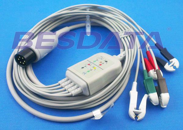 Quality LL Universal One Piece ECG Cables And Leadwires 5 Lead 6 Pin Generic Clip Electrodes for sale