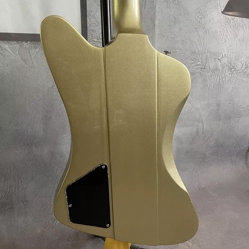 Custom Gibson Style Gold Color Firebird Electric Guitar Solid HPL Fretboard HH Pickups Mahogany Body