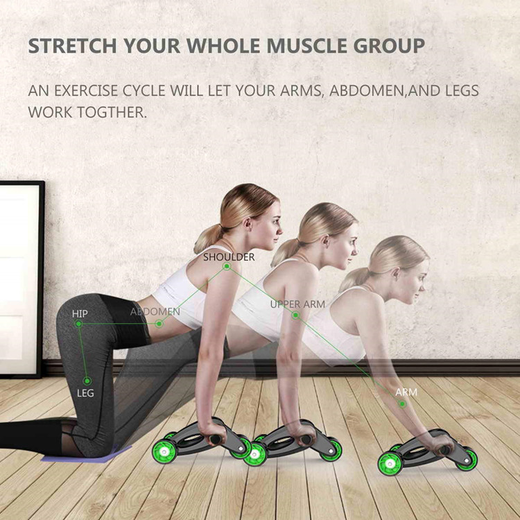 ABS Steel Foam Home Fitness Equipment , AB Wheel Roller Kit with Resistance Band Knee Pad
