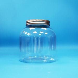 China Transparent Plastic PET Round Candy Daily Food Jars With Aluminum Screw Lids wholesale