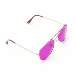 Aviator Magenta Vintage Retro Gold Metal Frame Eyeglasses With Tint