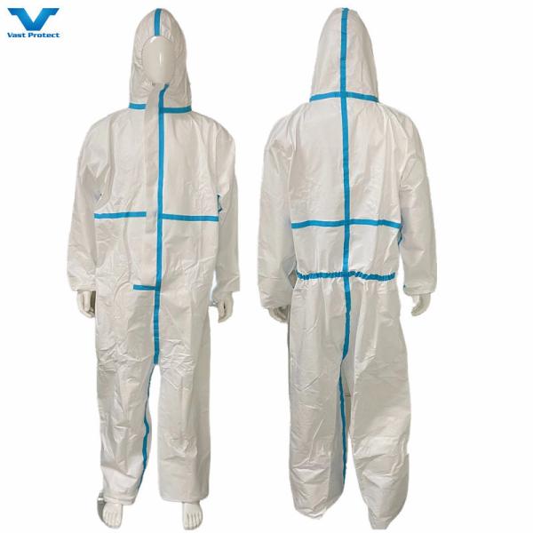 VPT634 Cat 3 Type 4 5 6 Heat Sealed Tape Seam Disposable Coverall with CE