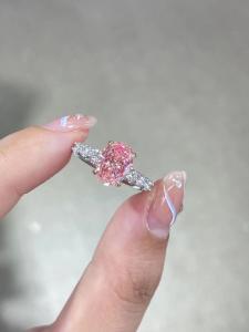 China 2.5ct Fancy Pink Lab Created Diamond Engagement Rings 18K White Gold Bridal Ring wholesale