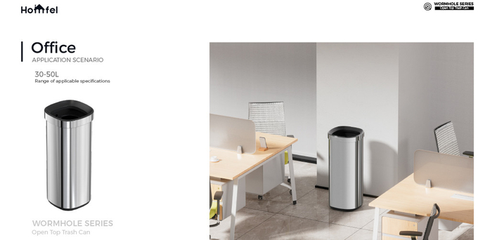 Customer Logo Household Big Capacity Open Top Rectangle Trash Bin 8L/12L/20L/30L Stainless Steel Trash Can Without Lid