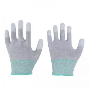China Carbon Fiber Knitted PU Fingertip Coated Antistatic Top Fit ESD Cut Resistant Gloves Electronics Working on sale