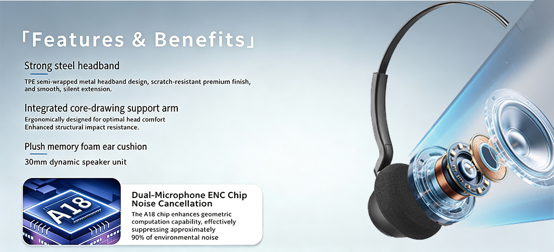 BT308 Series Dual Mode Bluetooth Headset For PC & Mobile
