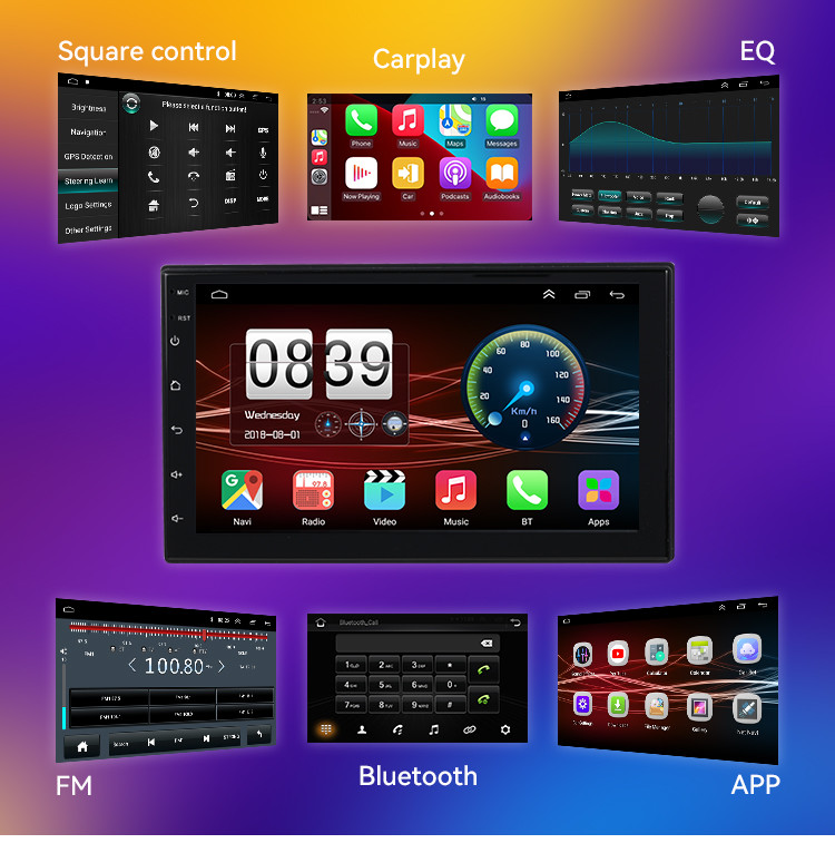 2 Din Android 9 Inch Rearview camera Touch Screen Double Din Car Radio 1+16 GB with IPS screen Pantalla Para automovil