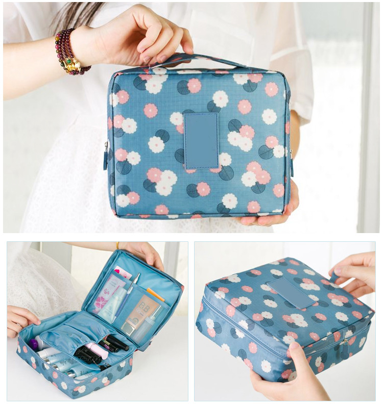 Digital Printing Flower Pattern Cosmetic Travel Organizer Bag