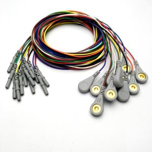 China TPU Material PVC TENS ECG EKG Cables shielded Leadwires Customized Cable Snap button IEC Din 1.5mm Plug adapter wholesale