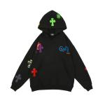 Casual Unisex Black Plus Size Plain Heavy Hoodies Sweatshirts Embroidered