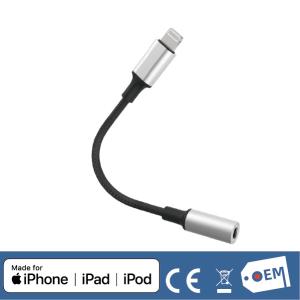 China MFi Certified Lightning to 3.5 mm Headphone Jack Adapter, nylon braided, metal case wholesale