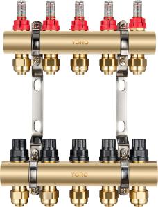 China 6102 Polished Brass Water Distribution Manifolds Anti-sediment sealing design w/ Supply Flowrate Regulator + Meter Units wholesale