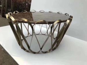 China hotel table furniture living room coffee table metal bronze round table on sale