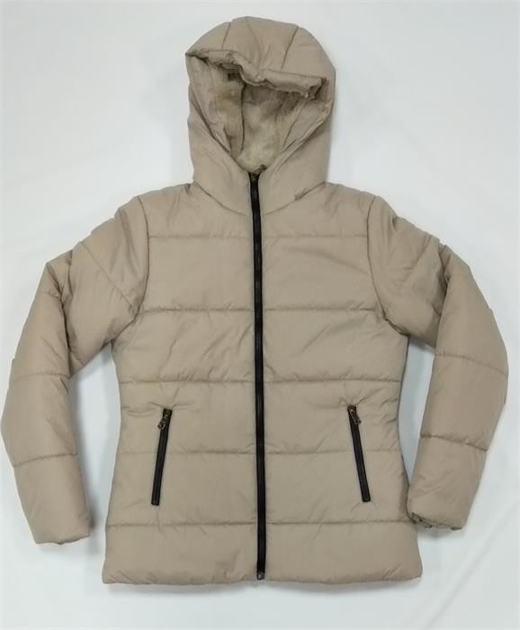 Solid Ladies Hooded Padded Jackets Quilted Nylon Packable Puffer Coat Women'S
