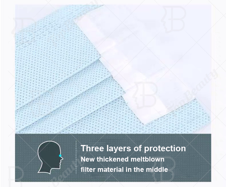 Foldable Earloop Surgical Mask 3 Ply Non Woven Skin Friendly No Stuffy