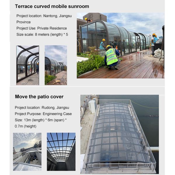 Customizable Electric Motorized Retractable Sunroom with Laminated Tempered Glass Roof for Outdoor Spaces