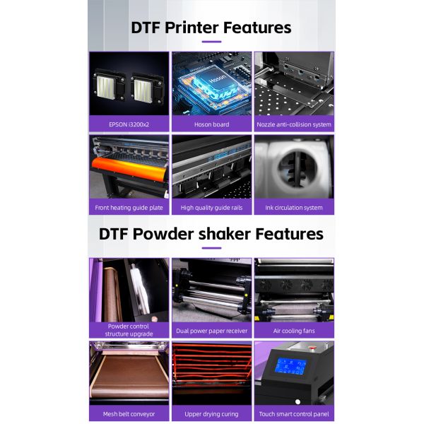 Ingani Dtf Printer 60cm 30cm 8 Colours Fluorescent I3200 Dtf Printer With Powder Shaker and Oven