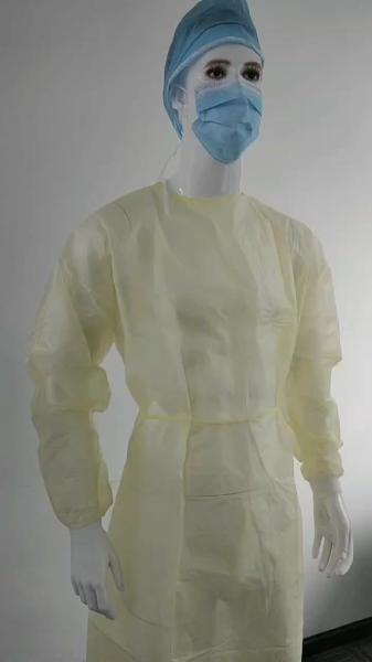 Chemotherapy gowns disposable yellow color waterproof medical surgical en14126