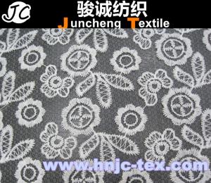 China 2015 trend 100% polyester wave pattern chemical crochet lace fabric for women dresses wholesale