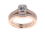 0.8ct 14K Solid Gold Jewellery , rose gold engagement ring set RA5.6×4.5MM