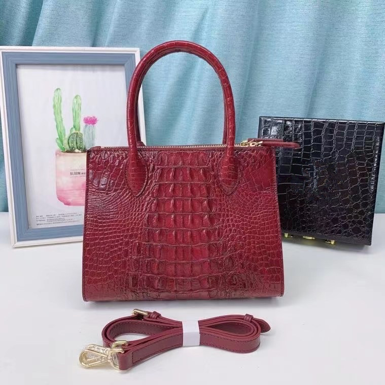 Genuine Alligator Skin Women Small Totes Tag Purse Shoulder Bag Authentic Real Crocodile Leather Lady Top-handle Handbag
