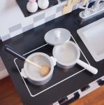Kids Grey Wooden Kitchen Toys For Toddlers Black 77.8cm