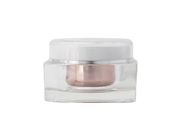 Square Double Wall Acrylic 100g Cream Jar With Round Screw Cover