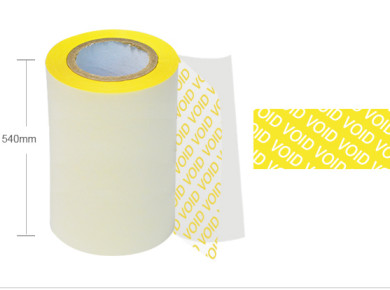 25 Mic Polyester Void Seal Stickers Yellow Color PET High Residue Tamper Proof