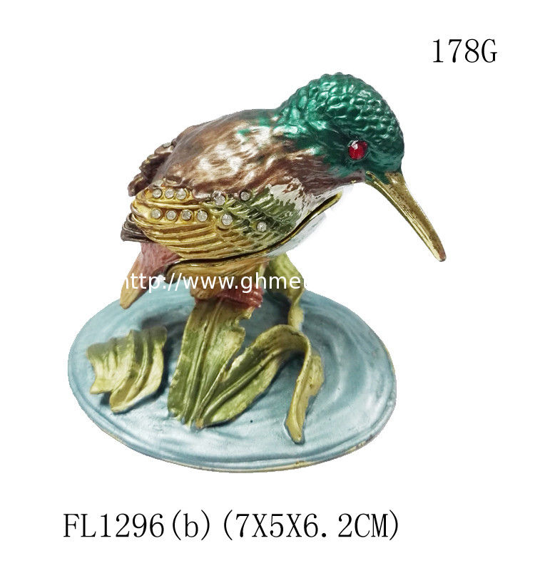 Top sale bird shaped metal jewelry box bird enamel trinket boxes