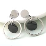 Stainless Steel Fashion Jewelry Women Personalized Round Drop Earrings,Round