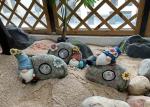 Unique Solar Magnesium Oxide Garden Statue Handmade Lifelike Gnome Stone