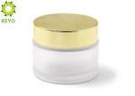 Frosted Glass Cosmetic Cream Jar 30ml With Golden Aluminum Screw Lid