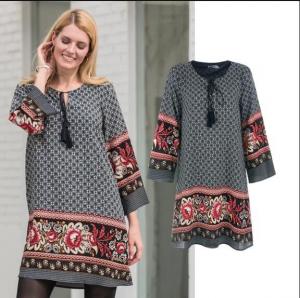 China Factory price Patterned Border Dress Spring Dress for women wholesale
