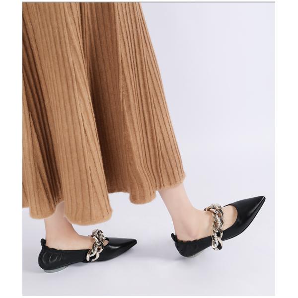 Personalized Process Chain Trim Office Lady Shoe Pointed Toe