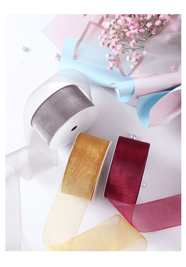 Wide Christmas Decoration Ribbon Tape Organza Ribbon For Gift Packing