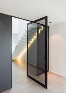 China Floor Spring Aluminum Pivot Doors Wood Grain Transfer Surface Treatment entrance pivot door pivot door modern exterior wholesale