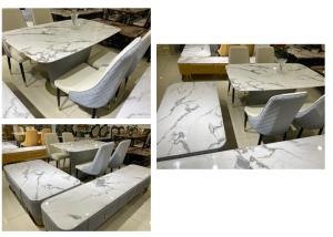 China Easy Cleaning European Style Coffee Table With Leather Chairs No Cracks wholesale