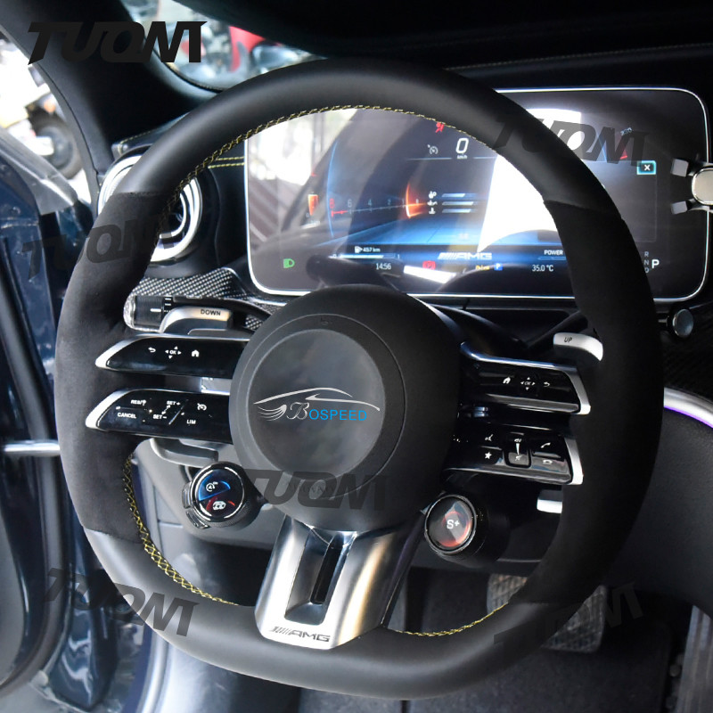 Customizable Full Leather Steering Wheel Control Device 350mm Size