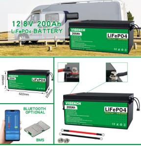 China Visench Direct factory 12V 24V 100Ah 120Ah 200Ah Deep 6000 Cycles Solar Lifepo4 Rechargeable energy storage battery wholesale
