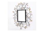 Square Metal Framed Elegant Floral Decorative Wall Art Mirror For Home
