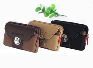 China Male wear belt multi-function horizontal canvas Mobile phone bag wholesale