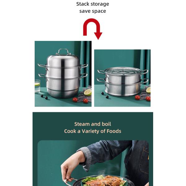 Hot Selling OEM Kitchen Cookware Cooking Pot 2 layer Kitchenware Soup Pot Stainless Steel Thickened Steamer Pot