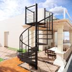 Building Exterior Galvanized Steel Metal Stringer Staircase 38mm Solid Wood