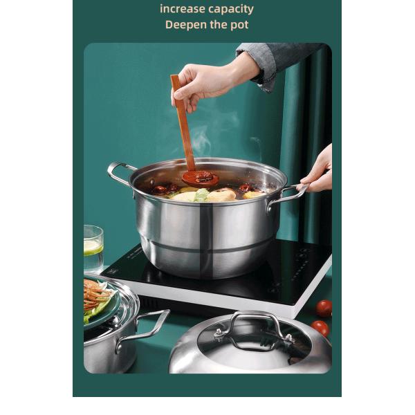 Hot Selling OEM Kitchen Cookware Cooking Pot 2 layer Kitchenware Soup Pot Stainless Steel Thickened Steamer Pot
