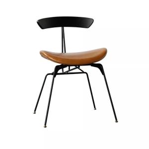 China Abnormity Shape Upholstered Dining Chairs With Black Metal Legs L Size wholesale