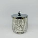 Mercury Gold Glass Bathroom Accessories Round Shape With Ribbed Vertical Stripe